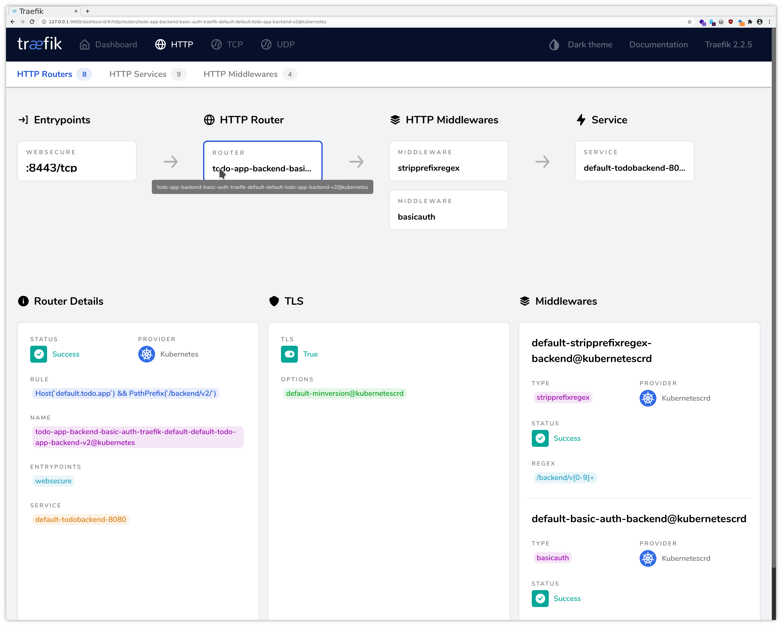 Traefik UI HTTP Router